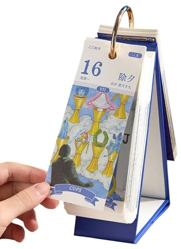 Xijobido Calendario Da Tavolo 2026,Ornamento Strappabile,Calendario Di 365 Giorni Con Carte Tarocchi | per Aula Dormitorio Soggiorno Camera da Studenti Bambini Ragazzi Adulti Insegnanti Amici