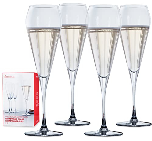 Spiegelau Champagner Gläser 252 ml, 4 Stück, Willsberger Anniversary, 1416175, Sektgläser aus Kristallglas, Champagnergläser spülmaschinenfest
