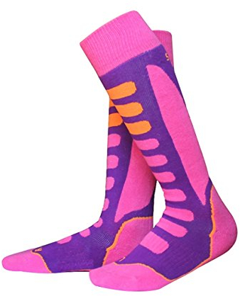 Barrageon Kinder Skisocken Mädchen Snowboardsocken Outdoor Sportsocken 1 Paar (SRD01) - Rosa(EU 31-34)