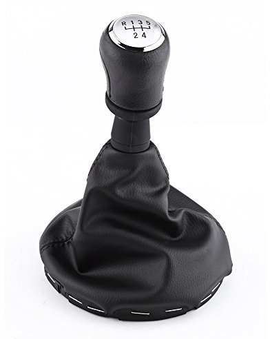 5 Speed Gear Shift Knob Kit for T5 T6 2003-2011 with Gaiter Cover | Synthetic Leather Gaiter, Chrome Plated Edge, Shift Boot, Smooth Gear Changes