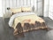 ABAKUHAUS afrikanisch Tagesdecke Set, Safari-Tierelefant, Set mit Kissenbezügen Waschbar, für Einselbetten 170 x 220 cm, Hellgelb Braun