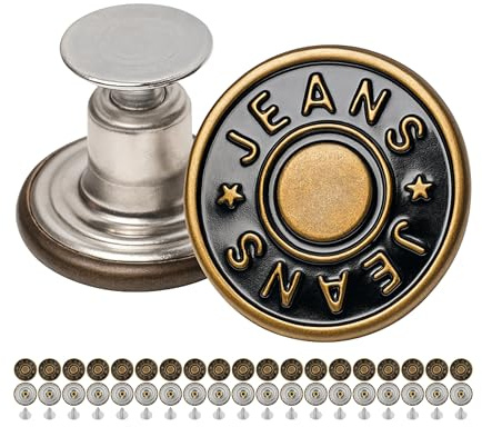 Hosen Ersatz Knöpfe zum Vernieten, 20 Pack, Ø 20 mm Messing Jeansknöpfe, Bronze-farben, Jeans Button mit Nieten, Jeans Knopf zum Einschlagen, Metall Hosenknopf, Hose weiter machen, Hosenknöpfe robust