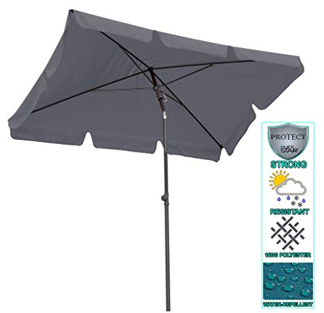 QUICK STAR Balkon Sonnenschirm 200x125cm Balkonschirm Rechteckig Knickbar Gartenschirm UV