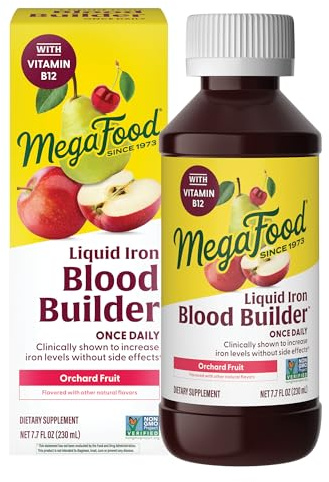 MegaFood Blood Builder Liquid Iron Supplement for Women, Men & Kids, Clinically Shown to Increase Iron Levels Without Constipation, Vegan, 7.7 Fl Oz (23 Servings)
