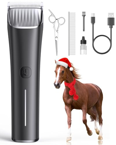 oneisall Horse Clippers,Low Noise Horse Trimmer Shaver Kit for Matted Long Hair,2 Speed Cordless Grooming Clippers for Horse