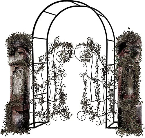 ALDYS Arco da Giardino in Metallo,Arco per Rose per Piante Rampicanti,Resistente Padiglione da Giardino,Traliccio,Pergolati alle Intemperie E Autoportante,con Base,Facile da Montare,Verde,W3M*H2.2M