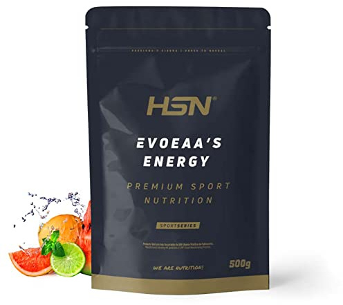 HSN Aminoácidos Esenciales en Polvo con Sabor y Cafeína Evoeaa's Energy | Ponche de Frutas 500g | 9 Aminoácidos Esenciales (EAA's) en Forma Libre | No Contiene Dosificador | No-GMO, Vegano, Sin Gluten