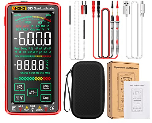 Screen Digital Multimeter 683 6000 Counts Large Screen Digital Multimeter Smart -Burn Rechargeable Universal Meter VA Reverse Display NCV Tester with Flashlight for Voltage Current