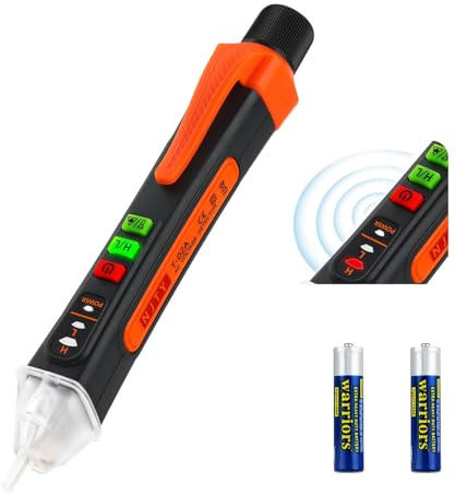 Penriter Detector de Voltaje sin Contacto, 12-1000V/48-1000V Sensibilidad Ajustable, Probador de Voltaje con Alarma de Zumbador y Linterna LED, Detector de Tensión Distinción de Cable Vivo/Nulo