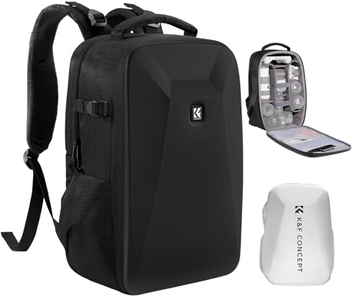 K&F CONCEPT Kamerarucksack Fotorucksack mit Hartschale Kameratasche mit 15,6-Zoll-Laptopfach und Regenschutz, Rucksack für Drohnen