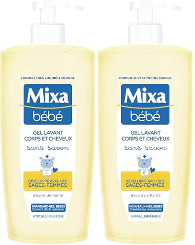 Mixa Bébé Gel lavant corps et cheveux Sans savon 750ml (Lot de 2)