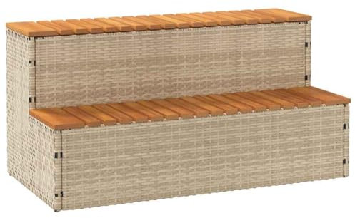 vidaXL Escalón bañera hidromasaje Beige 100x50x50,5 cm ratán sintético, peldaño para bañera de hidromasaje, Escalera para Piscina, Taburete de 2 peldaños