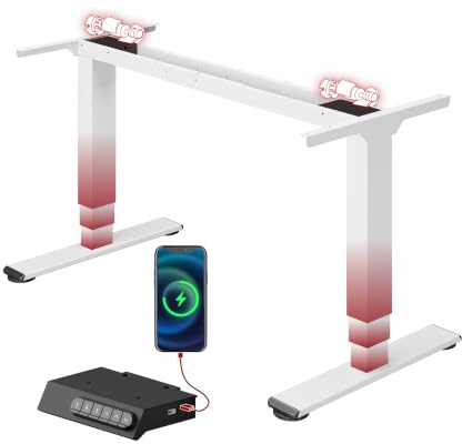 SANODESK Escritorio Elevable Eléctrico con 2 Motores&USB,Mesa Regulable en Altura con 4 Memorias y Sistema Anti-Colisión,Carga 100KG,Standing Desk Ergonómico para Oficina,Teletrabajo y Gaming,Blanco