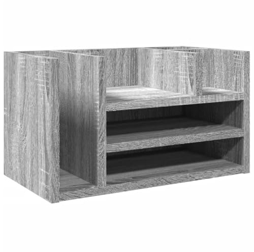 Skrivbordsorganisatör grå Sonoma trämaterial 44,5 x 24 x 25 cm med 6 fack för kontorsmaterial och dokumentmapp, stapelbar som organisationssystem för pennhållare och mappar