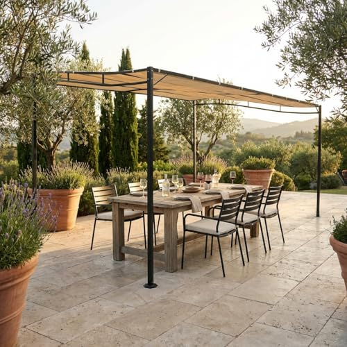 BS COM Pergola da Giardino addossata 3x2 5 in acciaio poliestere - BILL Antracite