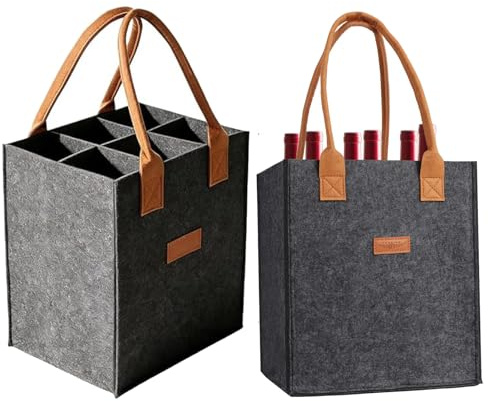 2 stycken flaskhållare, 6 flaskor, stor kapacitet, flaskväska, filt med läderhandtag, flaskkorg, herrhandväska, öl, vikbar dryckesväska för vinflaskor, ölflaskor, vin och pantflaskor