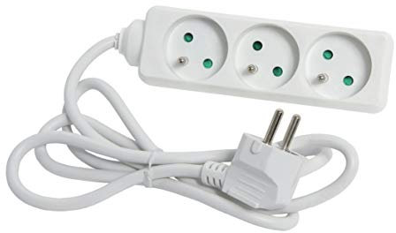 MultIPrise electrique - Prise MultIPle - Bloc MultIPrise - Rallonge electrique - DEFLEX - Rallonge multIPrise / 3 prises 2P+T 16 A/Cordon 1m - Blanc 705950