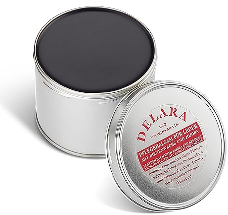 DELARA Pflegebalsam für Leder mit Jojoba und Bienenwachs, 500 ml, schwarz - Made in Germany