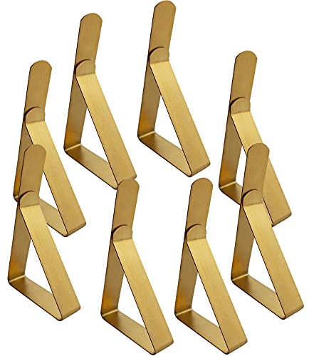 IME Table Cloth Clips 8 Pcs Adjustable Tablecloth clips Stainless Steel Table Holders Metal Table Cover Clamp for Fixing Tablecloth at home Dinning Picnic Wedding Party, Golden