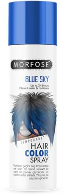 Morfose Blue Sky Temporary Hair Color Spray 150ml – temporäres Haarfärbespray -Trendige und lebendige Farben mit bis zu 24 Stunden Halt, einfach durch Waschen zu entfernen.