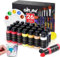 Colorful Glass Paint Kit with 6 Brushes, 1 Palette & 1 Sponge - 30ml/Bottle 26 Colors Permanent Stain Glass Paints for Gallery, Window, Wine Glass Art