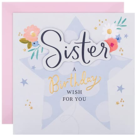 Hallmark Carte d'anniversaire pour sœur Motif fleurs et étoiles