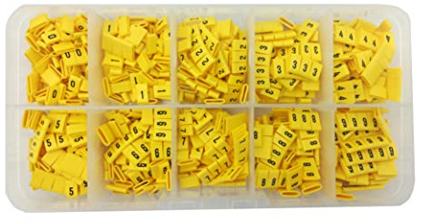 OznaczTo Cable Labelling Clip - Cable Marker - Packed in a Plastic Box with 10 Chambers (1000 Pieces - Cable Markers 0-9 - Size 1.5 mm²)