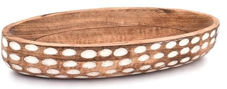 Indus Lifespace Dekorative Schüssel aus Mangoholz für Tisch, Tafelaufsatz, Esszimmer, Wohnzimmer, Küche, Dekor (35,56 cm x 15,24 cm x 5,84 cm)