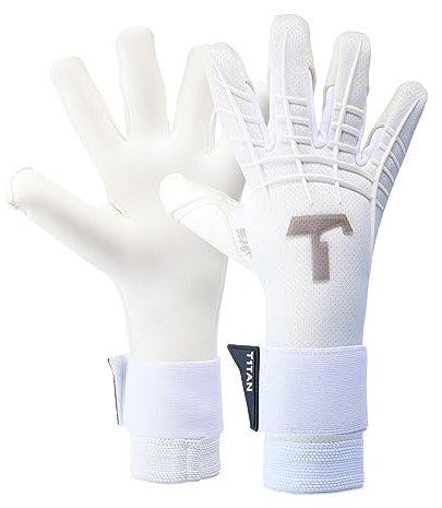 T1TAN White Beast 3.0 - Torwarthandschuhe ohne Fingerschutz - Fußballhandschuhe für Jugendliche & Erwachsene, Unisex - Hybrid Flat Cut und 4mm Gecko Grip - Gr. 6