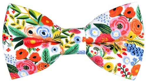 MACBANA Colorful Fun Pattern Pre-Tied Bow Tie Mens Floral Space Adjustable Bowtie F Pink Green Blue Floral01