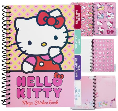 Hello Kitty Stickerbuch für Mädchen und Teenager - Album mit 28 Bögen, 400+ Aufkleber, Scrapbook - Anime Geschenke für Sie