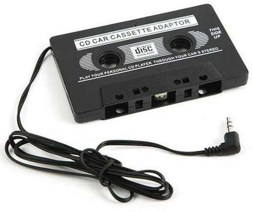 AYMBH Cassette to Aux Adapter with 3.5mm Jack – Compatible with CD, MD, iPod, Phone, MP3, and Portable Audio Devices for Car Stereo – 110cm Cable Length, Stereo Audio Converter, Black