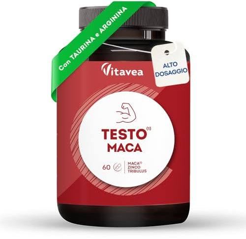 Integratore Maca | Maca Peruviana | Stimolante Naturale Uomo | con Tribulus, Arginina, Taurina, Zinco | Performance Fisiche | Aumento Massa Muscolare | Capsule Vegetali 60 | Vitavea