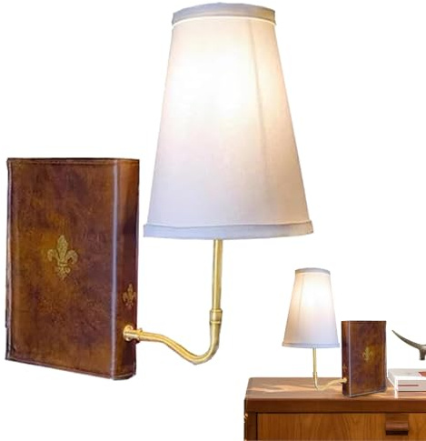 DAWCBVJQ The Classic Literary Lamp - Lámpara de mesa con diseño de libro vintage 2025, lámpara de mesa con pantalla de lino, lámpara decorativa única para estantería o sala de estar