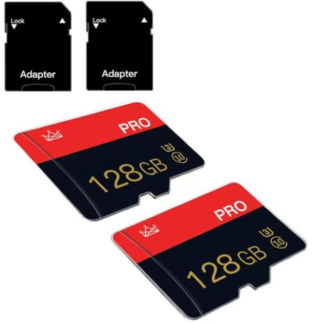 Confezione da 2 schede micro SD da 128 GB, classe 10, con adattatore SD, scheda di memoria ad alta velocità per tablet, fotocamera, drone