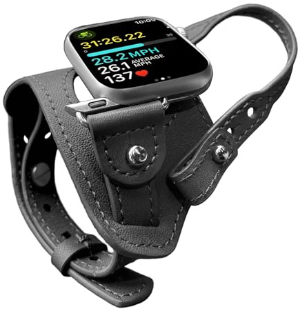 chinbersky Sports cykel, läderarmband, kompatibelt med Apple Watch 49 mm, 46 mm, 45 mm, 44 mm, 42 mm, 38 mm, 40 mm, 41 mm, cykel, äkta vintage, Ledear, ersättningsarmband för iWatch Series10 9 8 7 6 5
