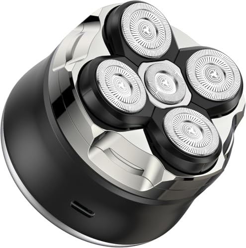 Tondeuse Rasoir Electrique Homme 5D, Tête Flottante Rotative, IPX7 Etanche Rasage Sec & Humide, Ecran LED, Charge Rapide USB, Tête Amovible Magnétique