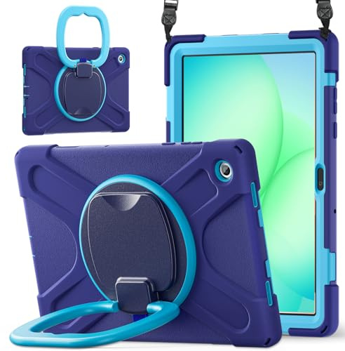 Lunivop Surfplattefodral kompatibelt med Samsung Galaxy Tab A11 Plus fodral 11 tum 2025 med 360° roterande stativ militär – grad slitstarkt skydd för Samsung Tab A11+ Plus blå