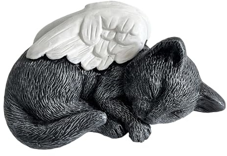 Gcerfby Gravmarkör för katt, minnesdesign, 15,2 x 6,2 cm, väderbeständig harts trädgårdsstaty, sovande kattunge ängel trädgårdsfigurer, elegant dekorativ, för sympati minne