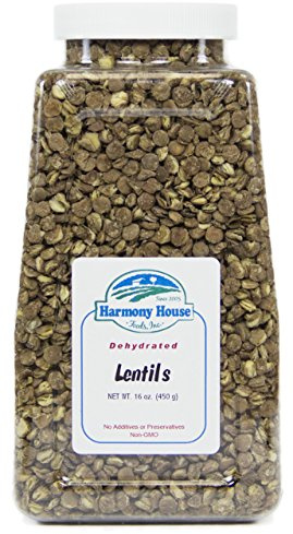 Harmony House Foods TRUE Dehydrated Lentils - Easy Cook (16 oz, Quart Size Jar)