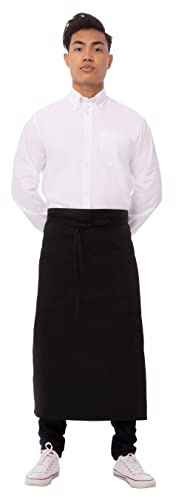 Chef Works Unisex Two Pocket Bistro Apron, Black, One Size