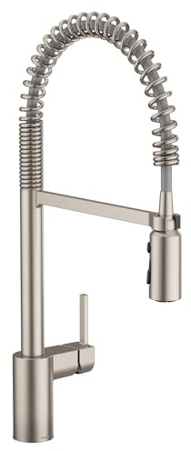 Moen 5923SRS One Handle Pre-Rinse Spring Pulldown Kitchen Faucet with Power Boost, Spot Resist Stainless, Standard