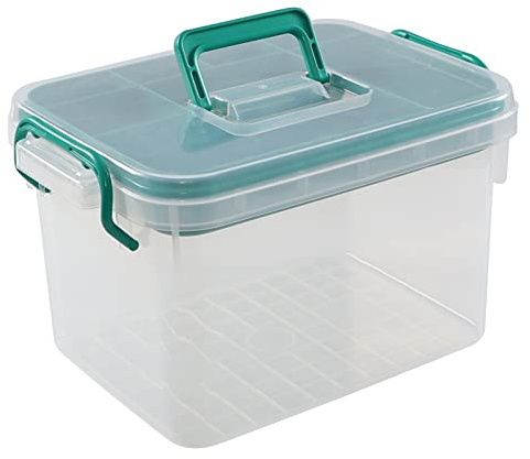 Vababa Clear First Aid Box, Plastic Storage Container with Locking Lid & Handle