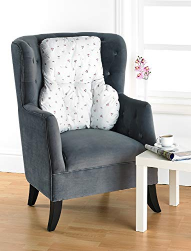 The Duvet & Pillow Company Posture Therapy Support Cushion - Rosebud Floral Print - Lumbar/Back/Orthopedic Armchair Support & Pain Relief - T-Shaped - Reading, TV