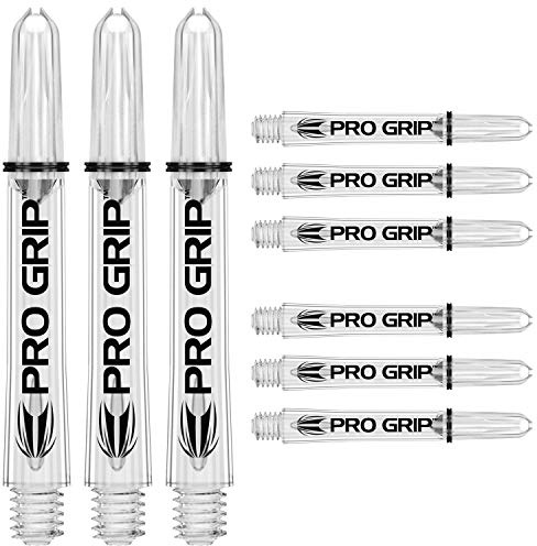 Target Darts Pro Grip Shafts – Set of 9 | Clear, Intermediate (41mm) | Dart Stems, Professional Darts Accessories, 2BA Shaft Multipack with Rings