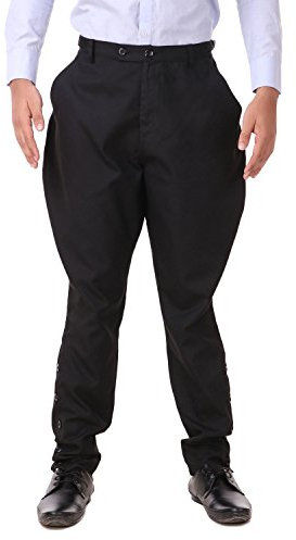 ThePirateDressing Herren-Jodhpurhose, Steampunk, viktorianisch, Cosplay-Kostüm, Archibald Jodhpur, 100 % Baumwolle, C1326 Gr. 27-32, Schwarz (Polyviskosegewebe)