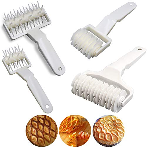 TANGGER 4PCS Rotella di Pasta per Docker Rullo per Pasticceria e Reticolo Rullo per Taglierina,Rullino per Pizze,Rullo per Impasto per Pizzaiolo,Rullo per Tagliapasta