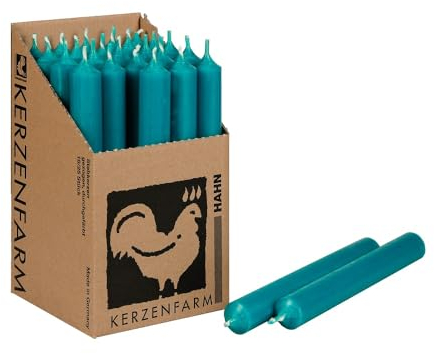 Lot de 10 bougies de table colorées en continu pour la décoration de table pour mariage, Noël et fête - Couleur : bleu turquoise/bleu - Hauteur : 18 cm