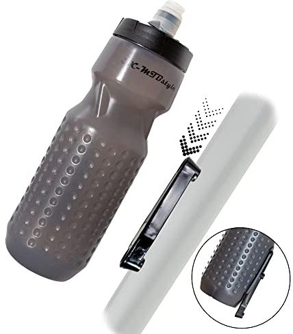 XMTBSTYLE – Bidon Velo - Porte Bidon Velo – Bouteille d´Eau VTT – Water Bottle Magnetic – Magnétique Porte Boutelle - Gourde VTT avec Protection De La Tetine - Bidon Eau Sport sans BPA Gris 750ml