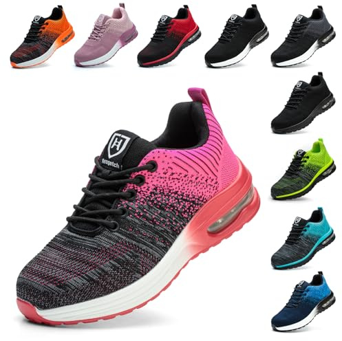 Baofular Safety Trainers Men Womens Steel Toe Trainers Lightweight Comfortable Safety Shoes Work Trainers Non Slip & Breathable Pink 3 UK 35 EU 225